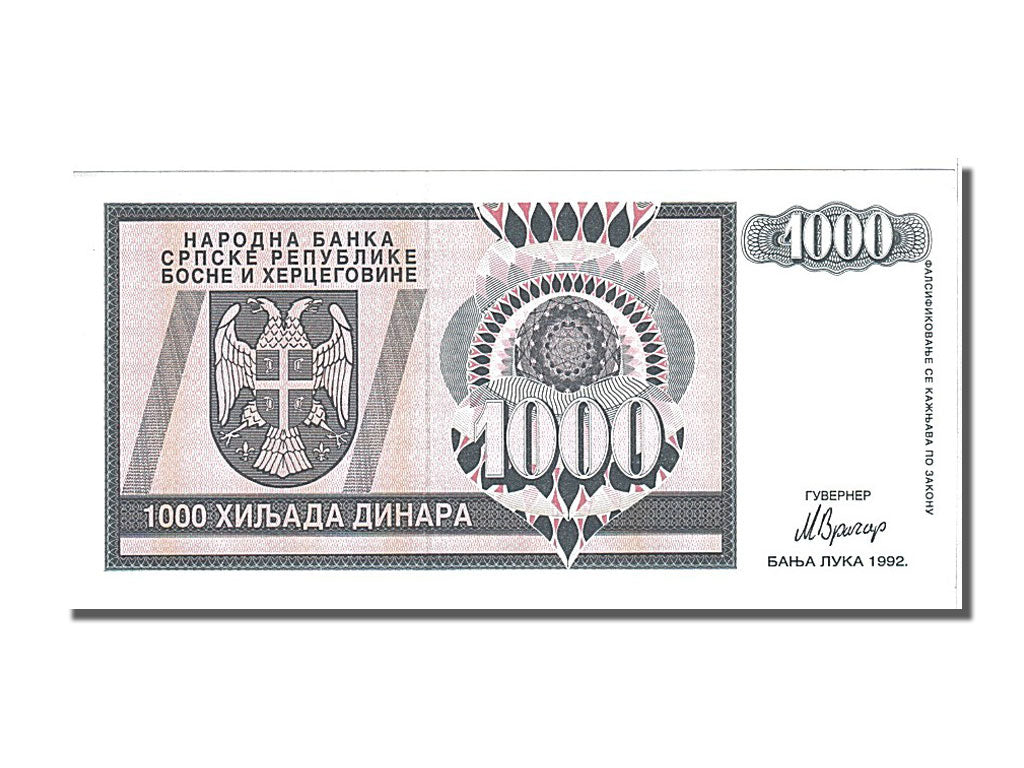 Banknot, 
  
  Bosna - Hersek, 
  
  1000 Dinara