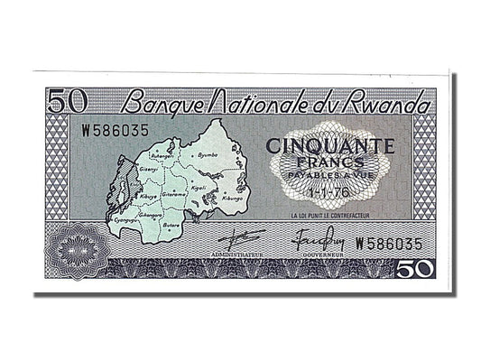 Banknot, 
  
  Ruanda, 
  
  50 Frank