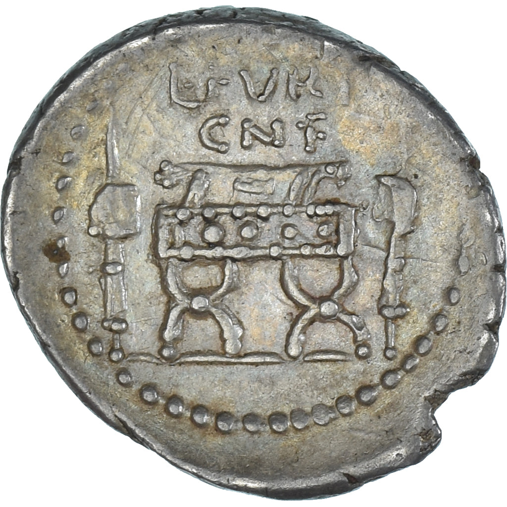 madeni para, 
  
  L. Furius Brocchus, 
  
  Denarius