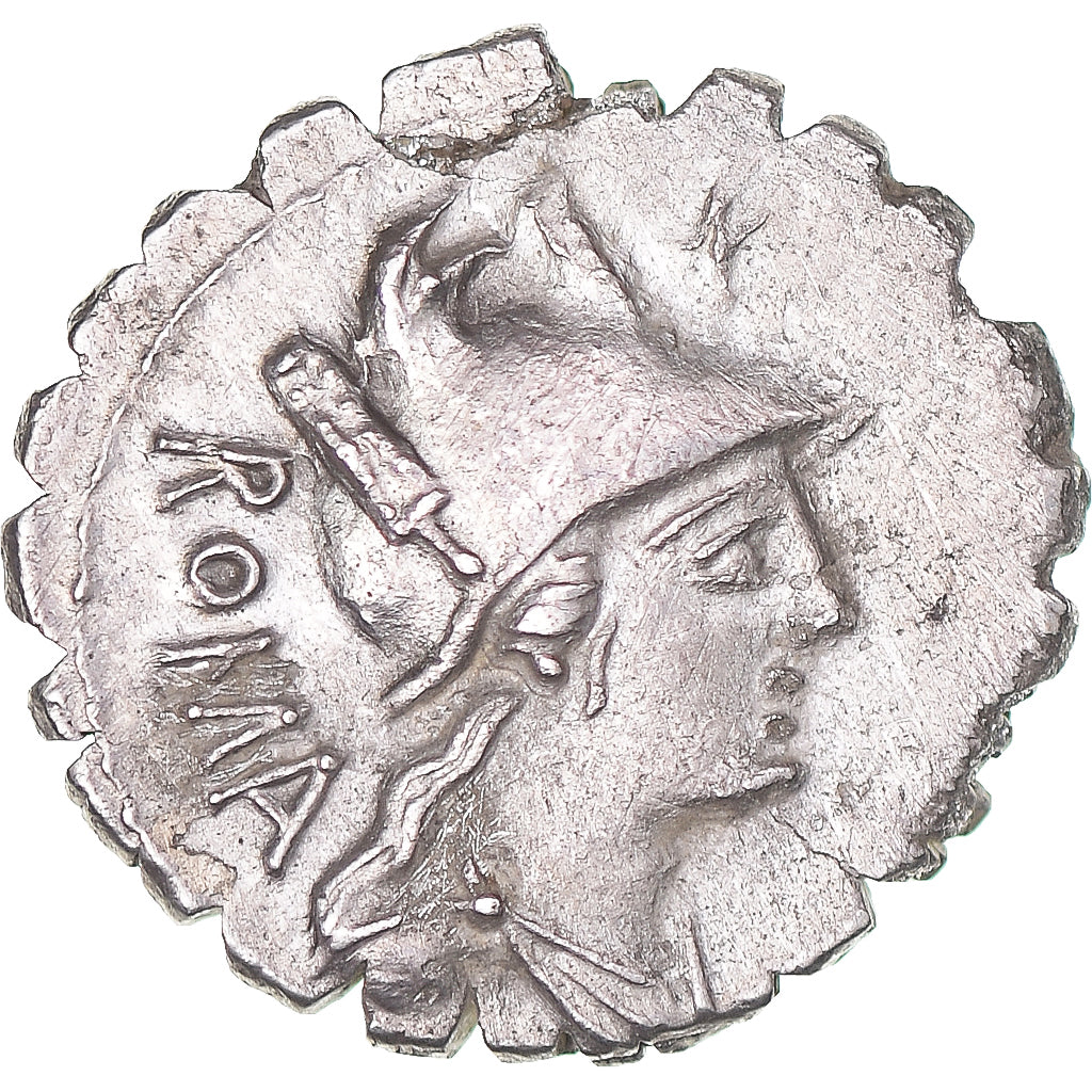 madeni para, 
  
  C. Poblicius Q.f., 
  
  Denarius Serratus