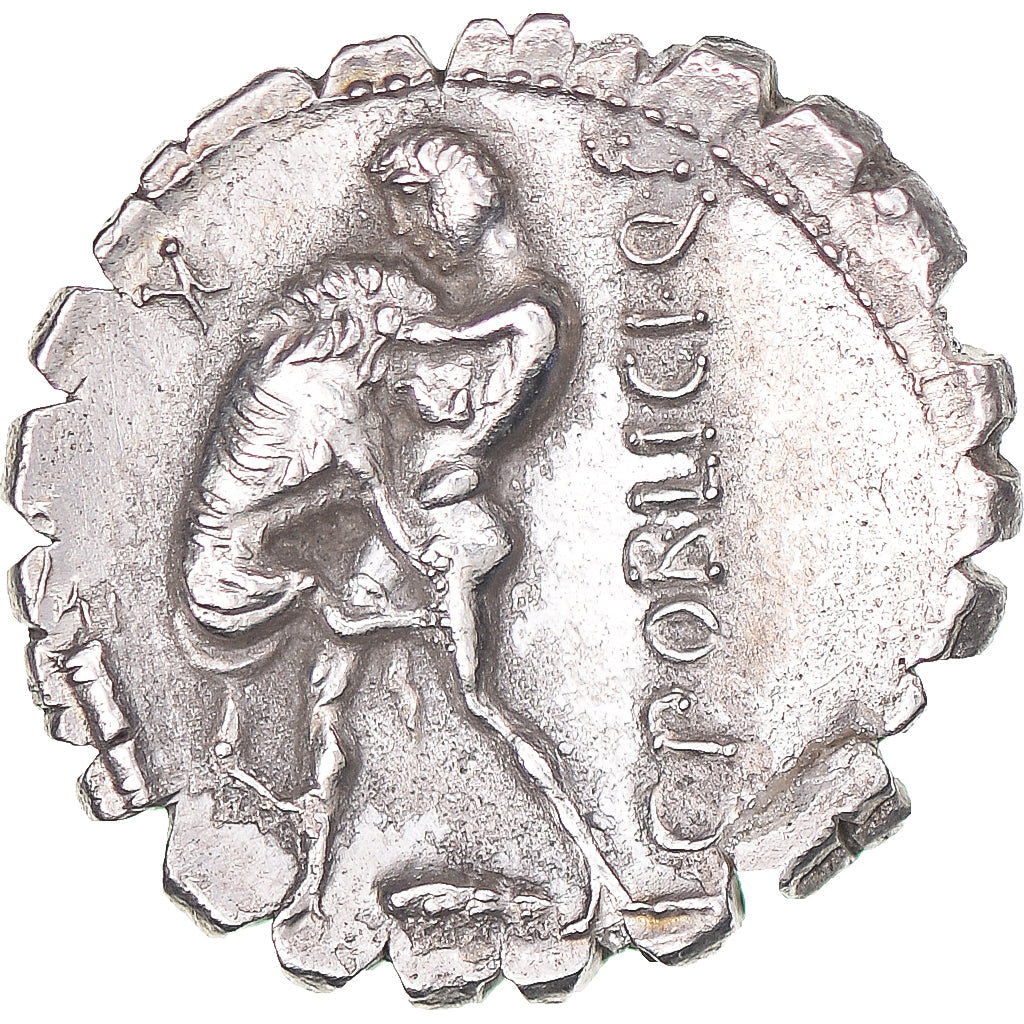 madeni para, 
  
  C. Poblicius Q.f., 
  
  Denarius Serratus