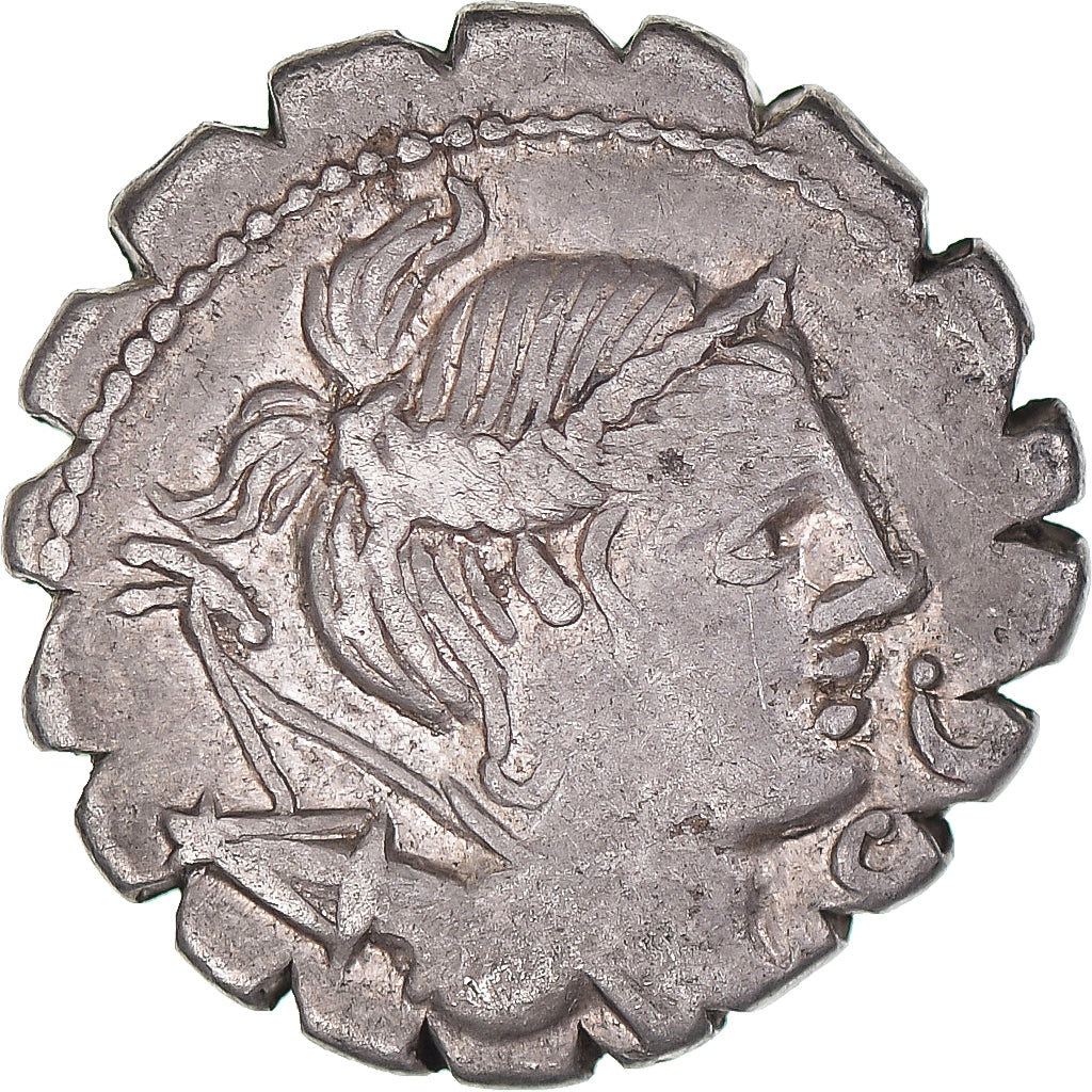 madeni para, 
  
  Ti. Claudius Ti. F. Ap. N. Nero, 
  
  Denarius Serratus