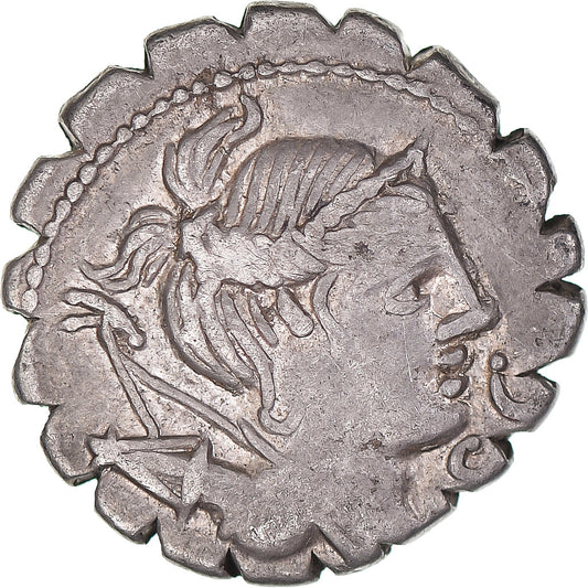 madeni para, 
  
  Ti. Claudius Ti. F. Ap. N. Nero, 
  
  Denarius Serratus