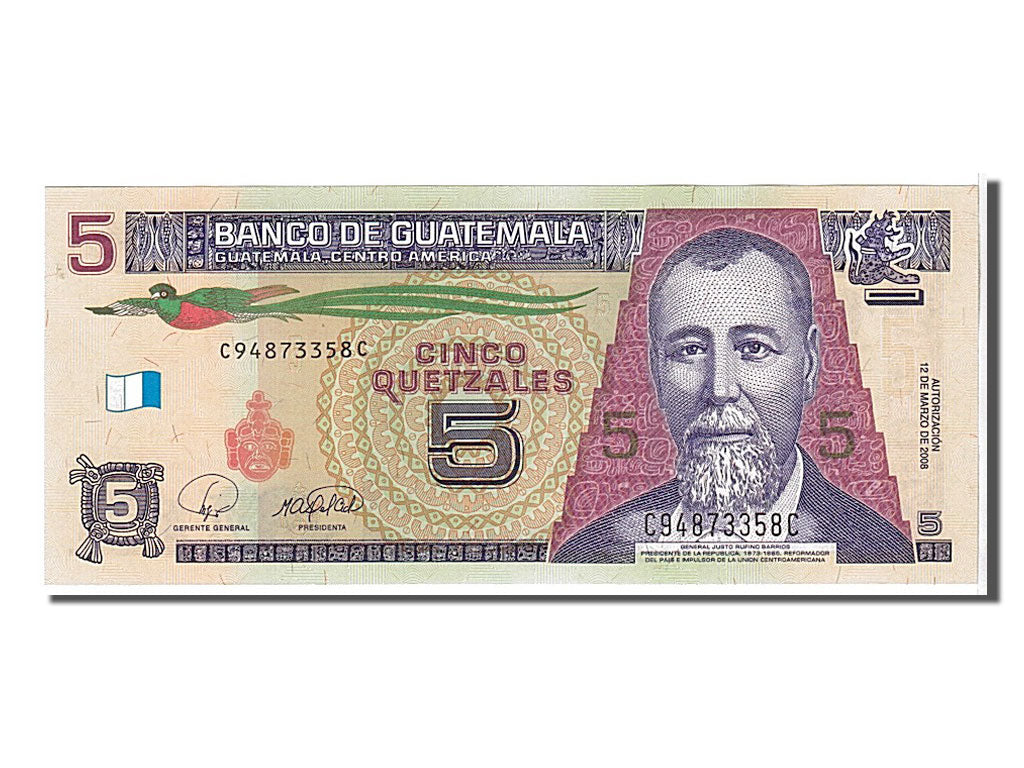 Banknot, 
  
  Guatemala, 
  
  5 Quetzale