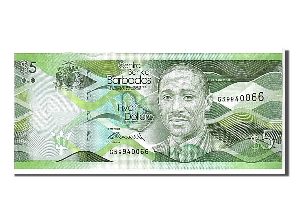 Banknot, 
  
  Barbados, 
  
  5 Dolar