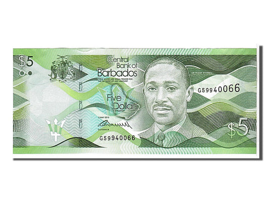 Banknot, 
  
  Barbados, 
  
  5 Dolar