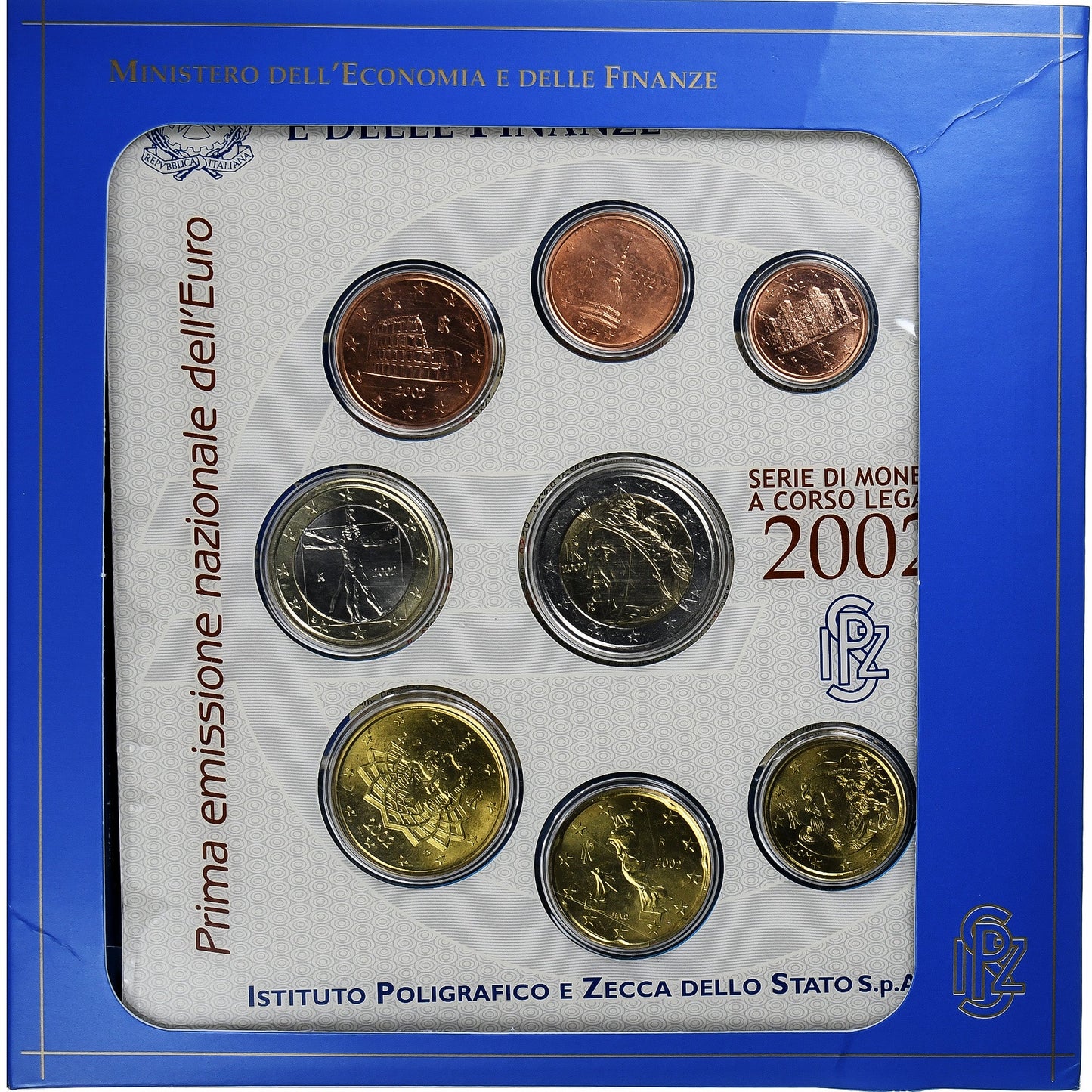 İtalya, 
  
  1 Cent ila 2 Euro, 
  
  2002