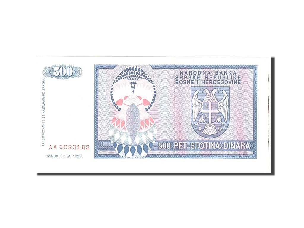 Banknot, 
  
  Bosna - Hersek, 
  
  500 Dinara