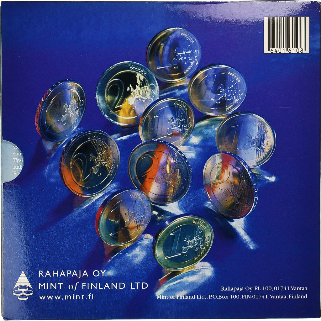 Finlandiya, 
  
  1 ct'yi ayarlayın. - 2 Euro + Jeton, 
  
  2002