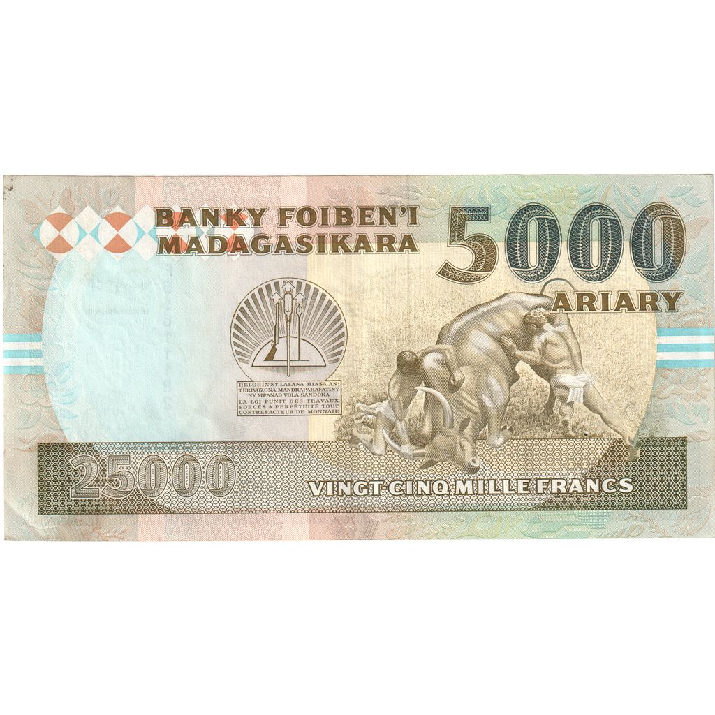 Madagaskar, 
  
  25, 
  
  000 Frank = 5000 Ariary