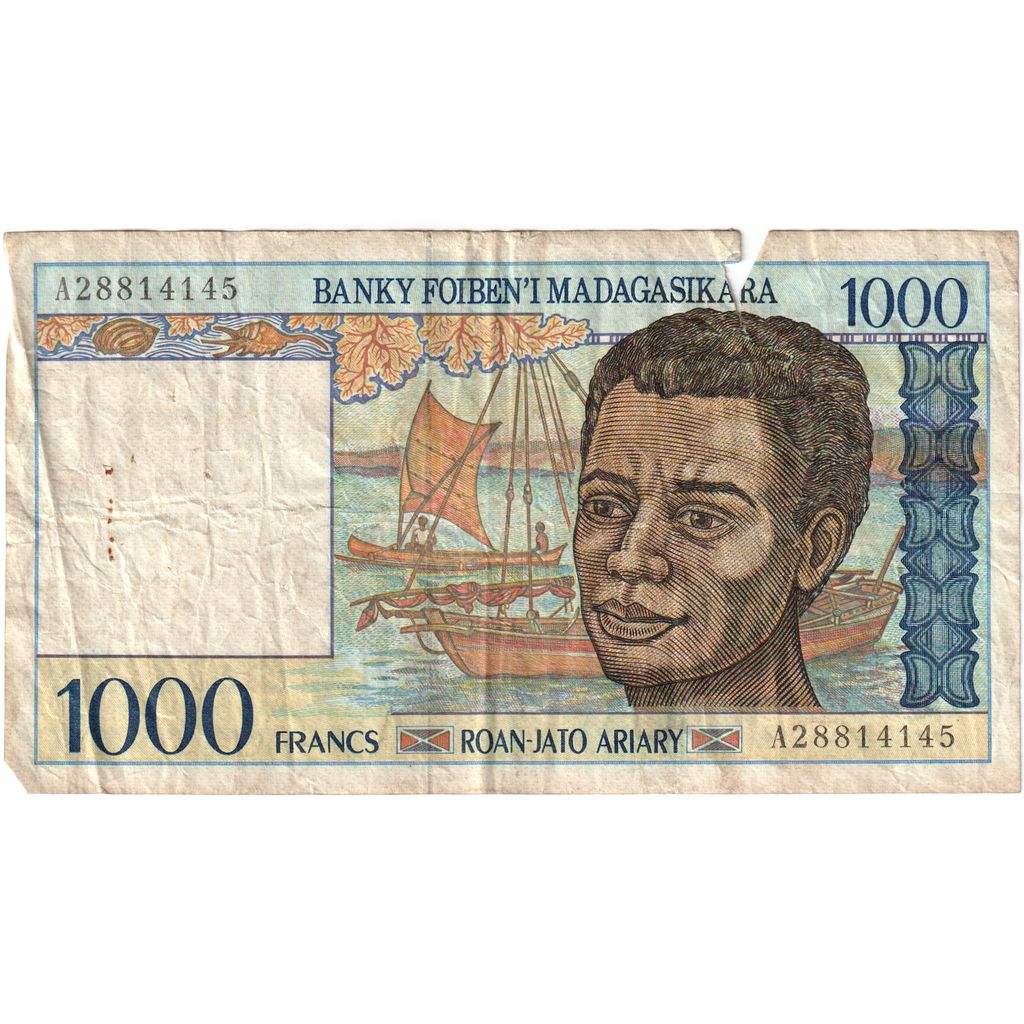 Madagaskar, 
  
  1000 Frank = 200 Ariary, 
  
  G(4-6)