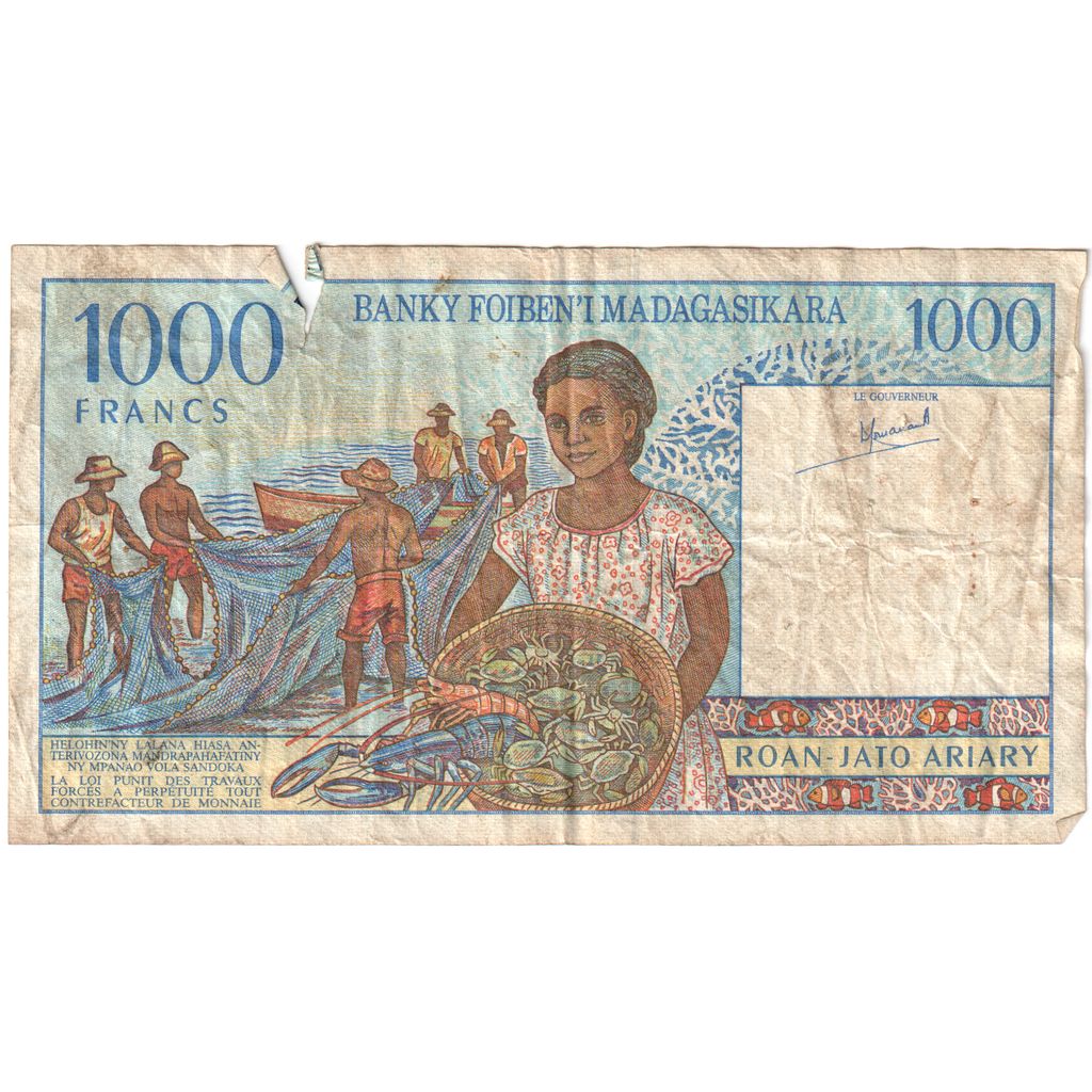 Madagaskar, 
  
  1000 Frank = 200 Ariary, 
  
  G(4-6)