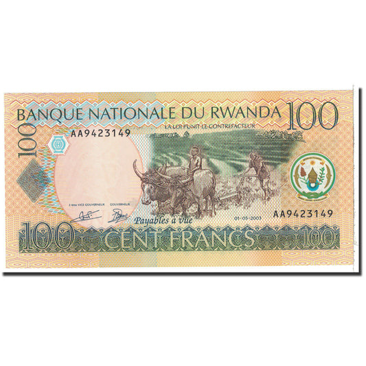 Banknot, 
  
  Ruanda, 
  
  100 Frank