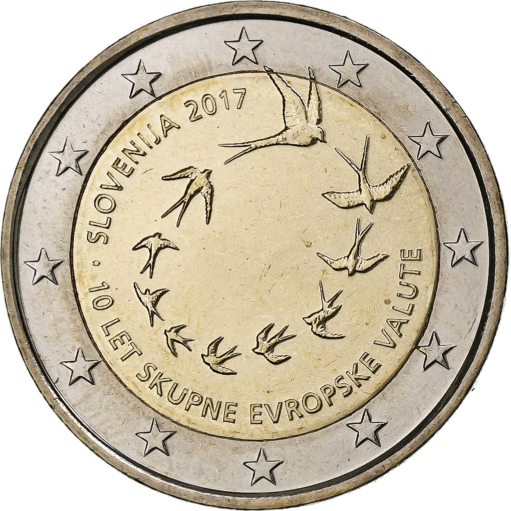 Slovenya, 
  
  2 Avro, 
  
  Slovenya'da Euro'nun 10. Yıldönümü