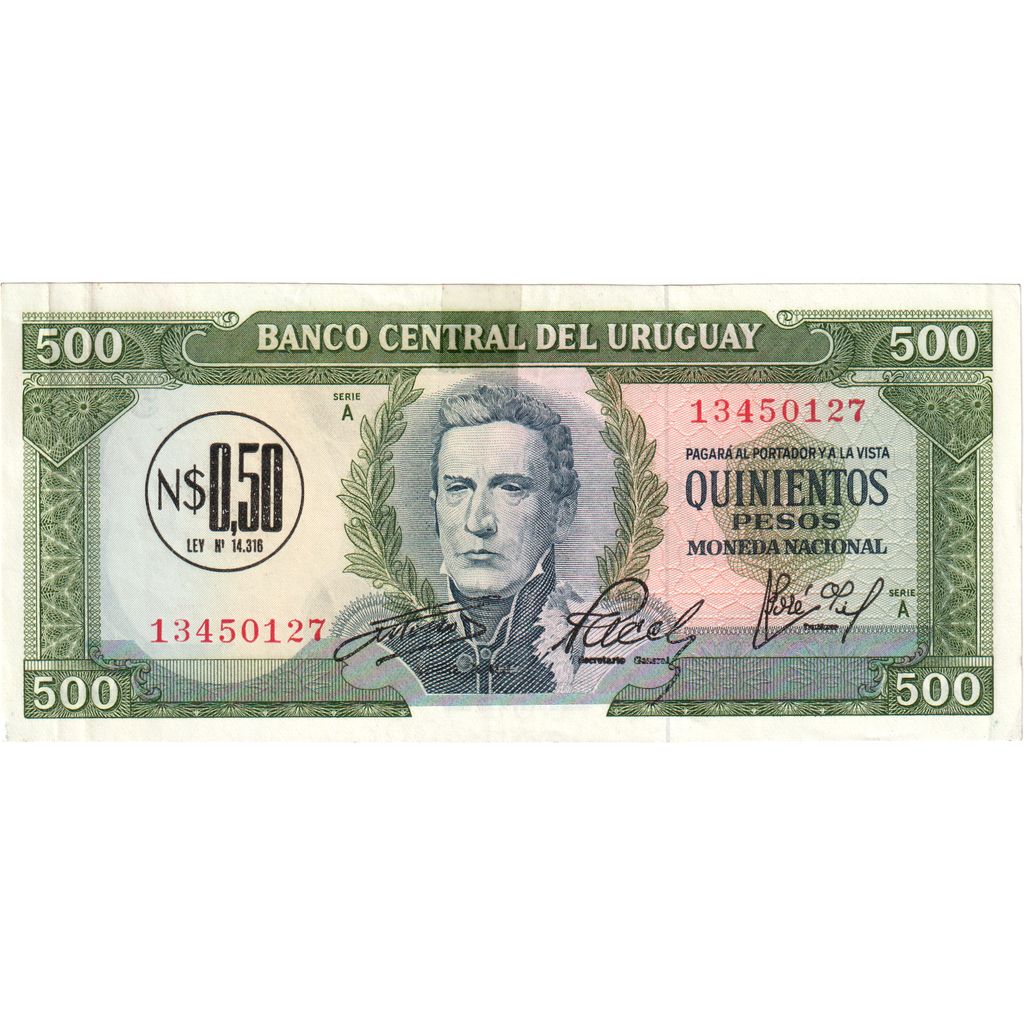 Uruguay, 
  
  500 Pesoya 0,50 Nuevo Peso, 
  
  Tarihsiz (1975)