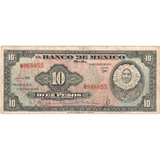 Meksika, 
  
  10 Peso, 
  
  1953