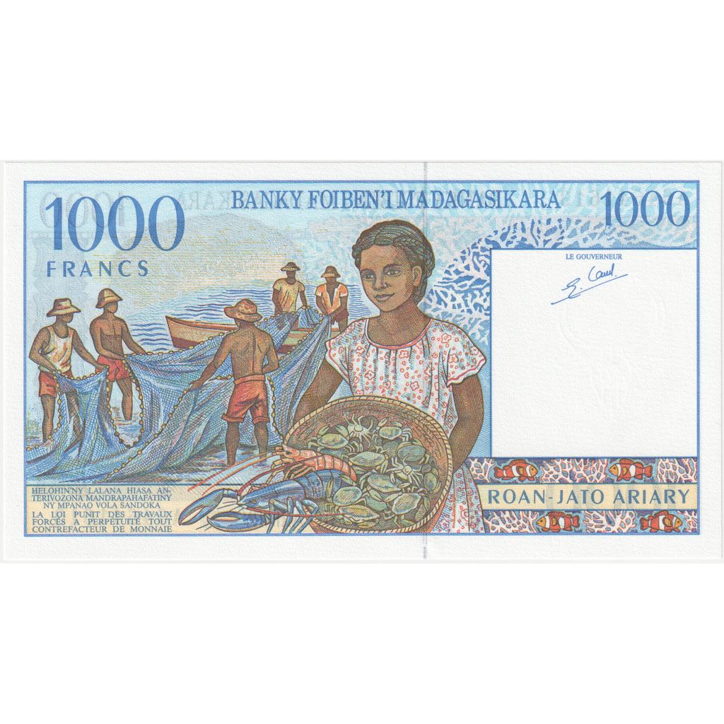 Madagaskar, 
  
  1000 Frank = 200 Ariary, 
  
  ÇİL(65-70)