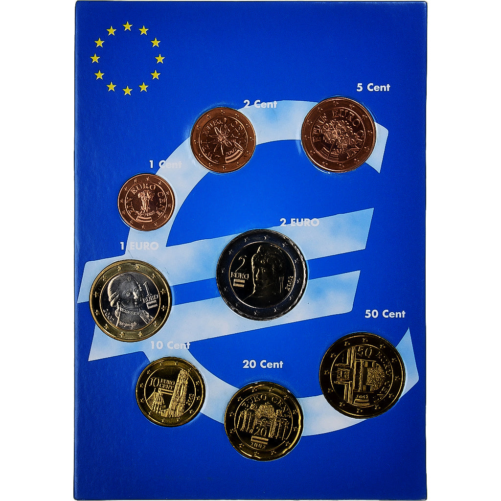 Avusturya, 
  
  1 ct'yi ayarlayın. - 2 Avro, 
  
  euro seti