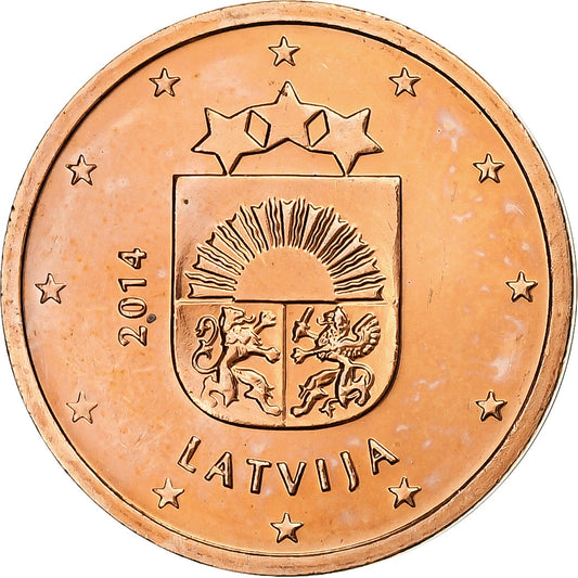 Letonya, 
  
  2 Euro Cent, 
  
  BU