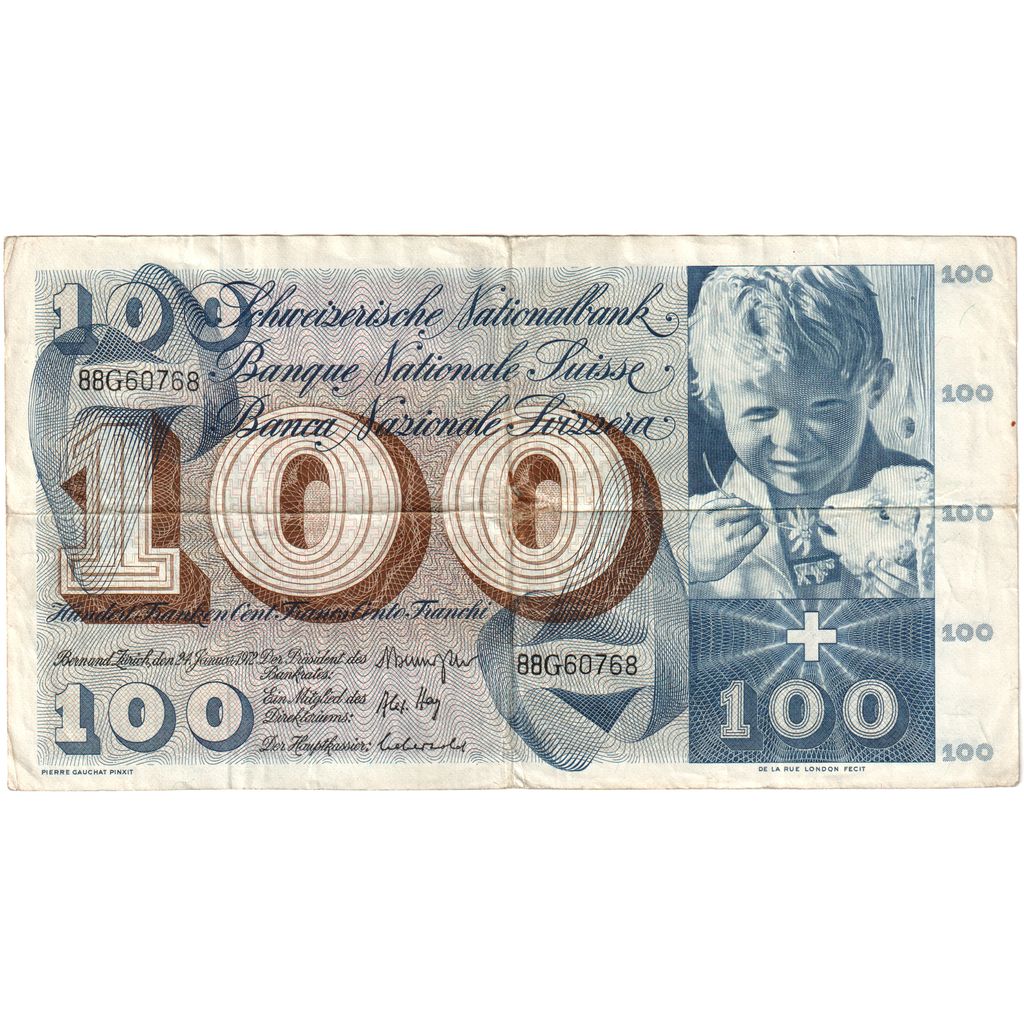 İsviçre, 
  
  100 Franken, 
  
  1965