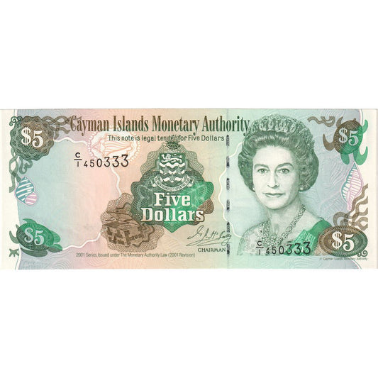 Cayman Adaları, 
  
  5 Dolar, 
  
  ÇİL(65-70)