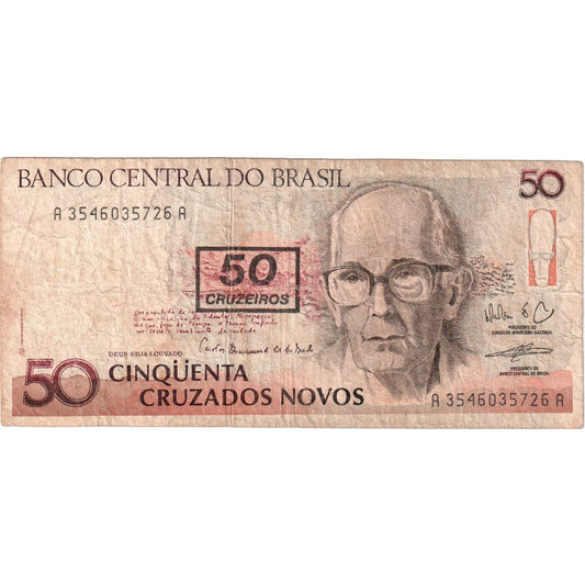 Brezilya, 
  
  50 Cruzados Novo'da 50 Cruzeiro, 
  
  VF(30-35)