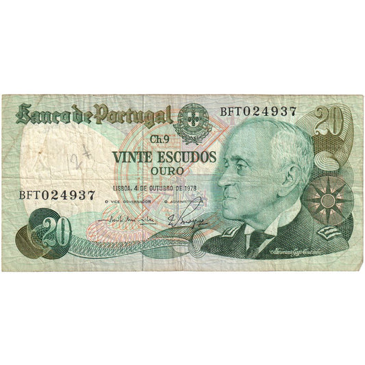 Portekiz, 
  
  20 Escudo, 
  
  1978-10-04