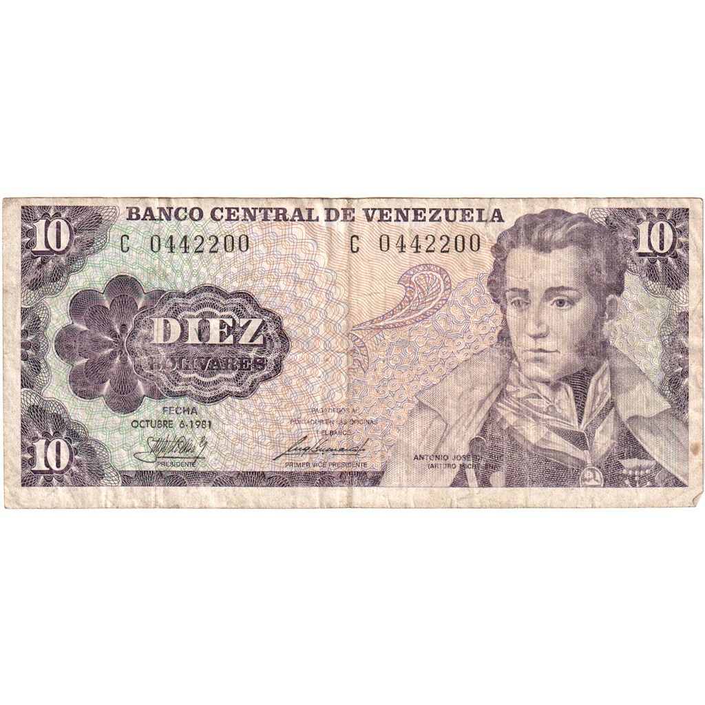 Venezuela, 
  
  10 Bolivar, 
  
  1981-10-06