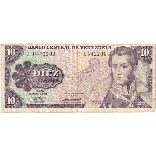 Venezuela, 
  
  10 Bolivar, 
  
  1981-10-06