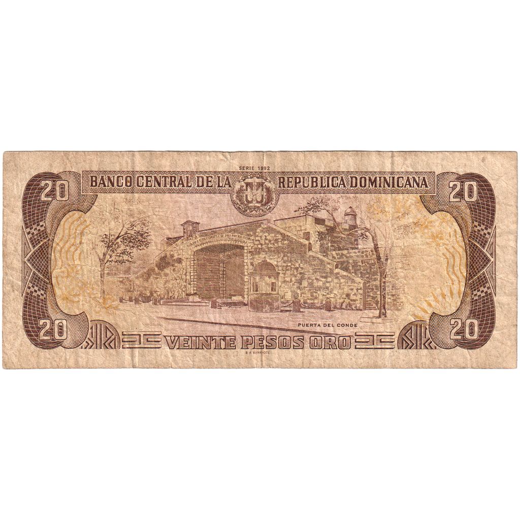 Dominik Cumhuriyeti, 
  
  20 Peso Oro, 
  
  1990