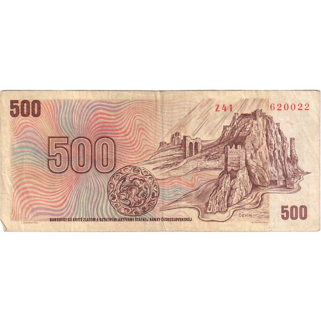 Çekoslovakya, 
  
  500 Korun, 
  
  VF(30-35)