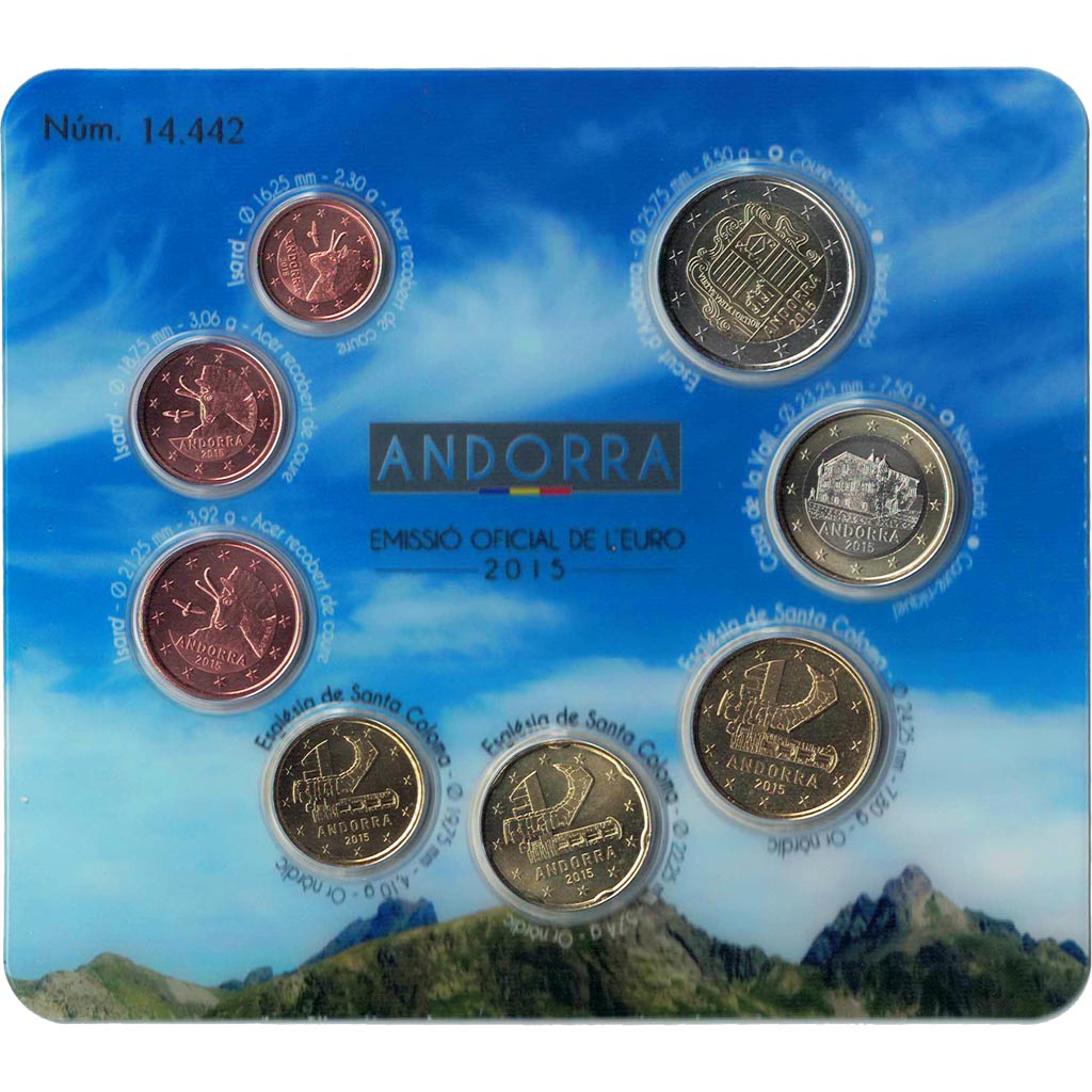 Andorra, 
  
  1 Cent ila 2 Euro, 
  
  2015