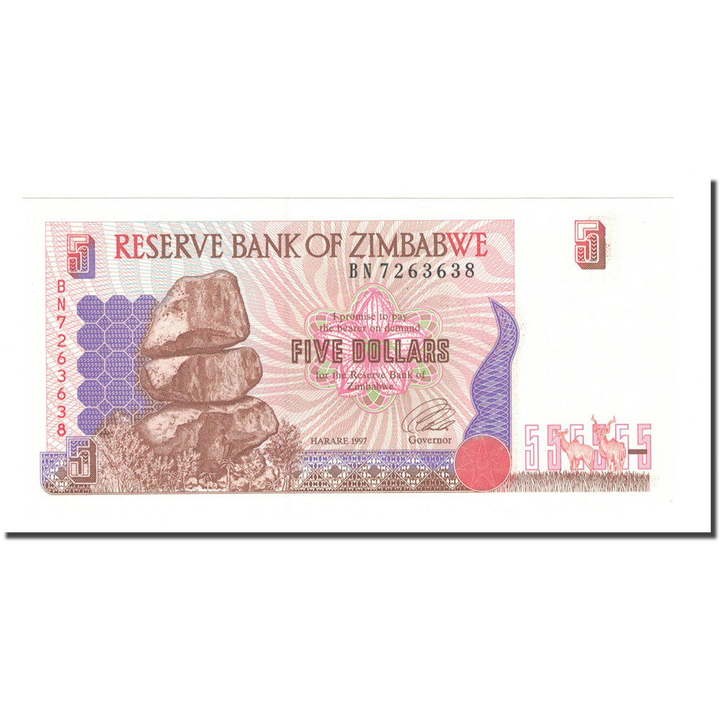 Banknot, 
  
  Zimbabve, 
  
  5 Dolar