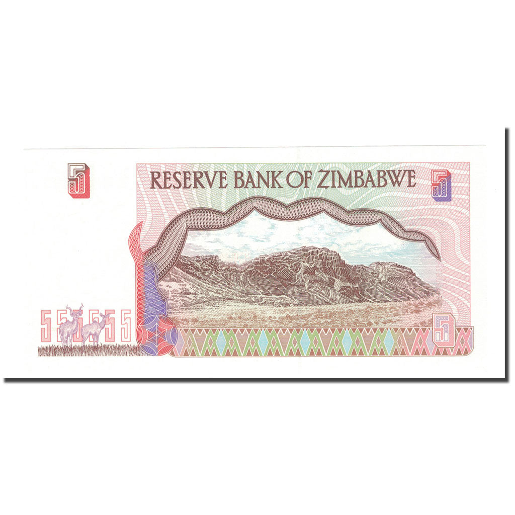 Banknot, 
  
  Zimbabve, 
  
  5 Dolar