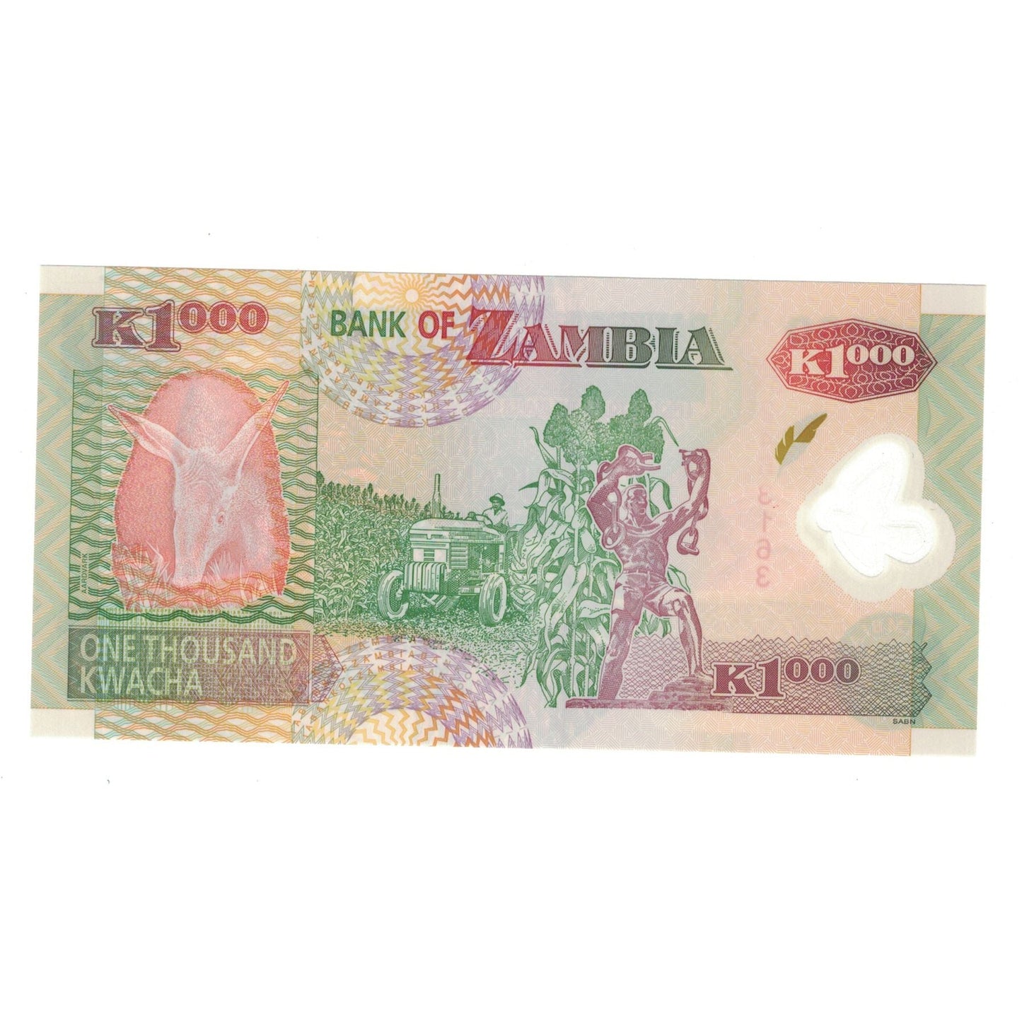 Banknot, 
  
  Zambiya, 
  
  1000 Kvaça