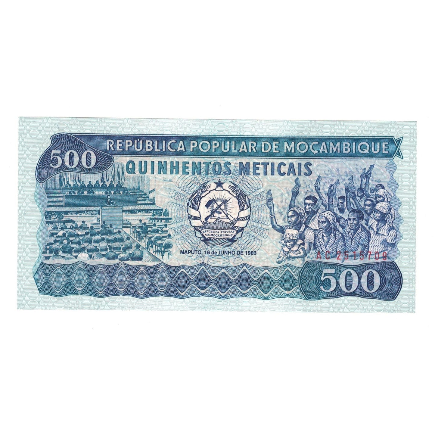 Banknot, 
  
  Mozambik, 
  
  500 Metika