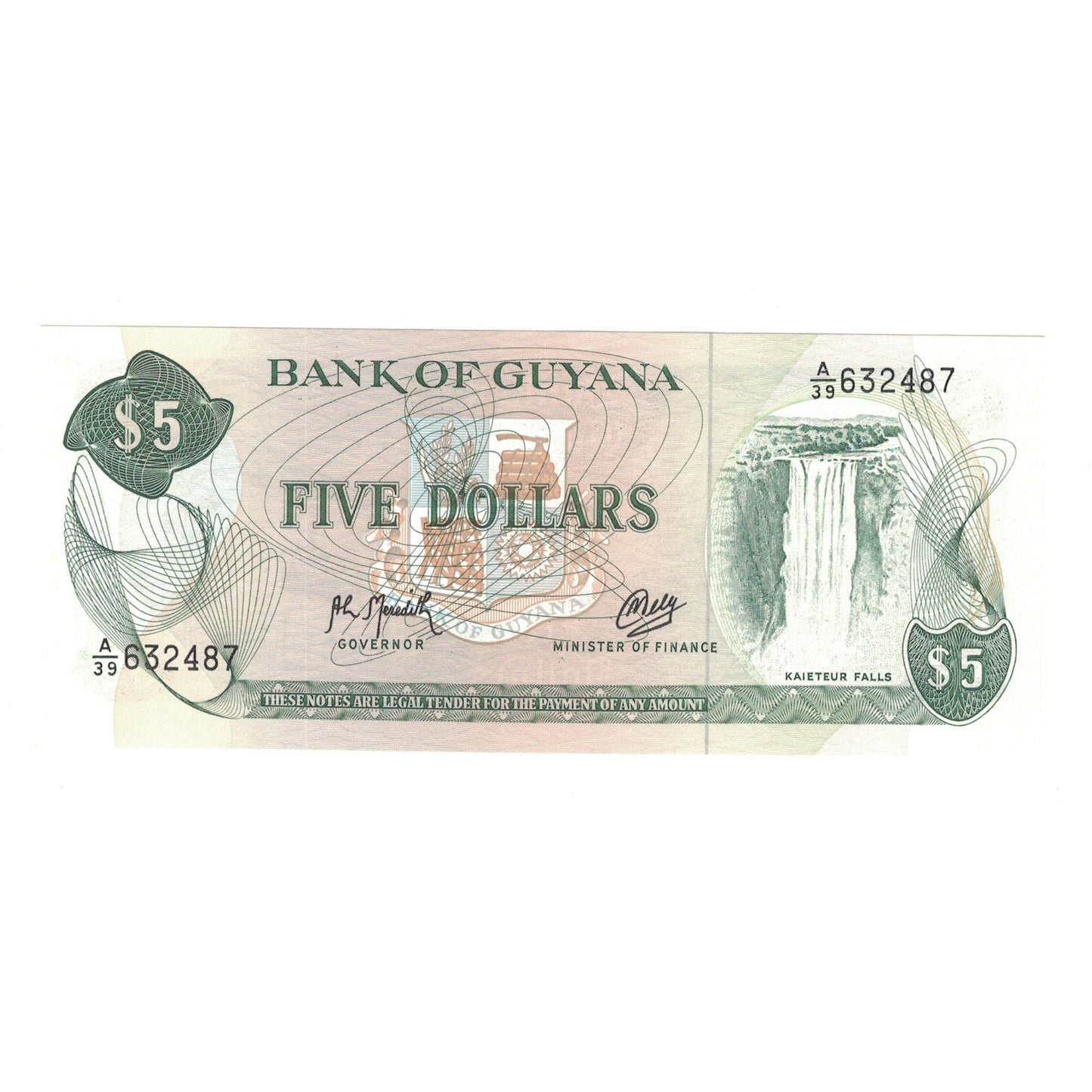 Banknot, 
  
  Guyana, 
  
  5 Dolar