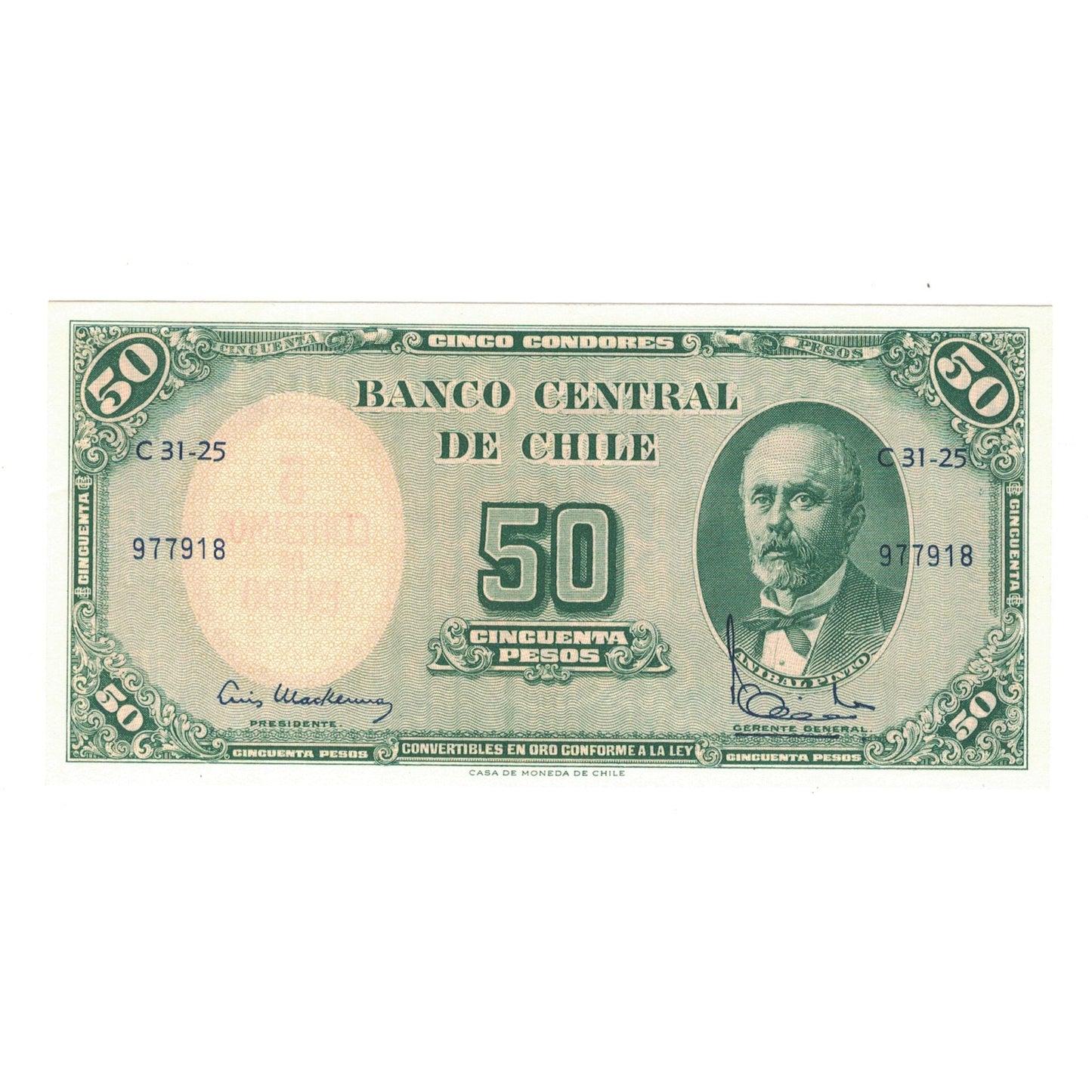 Banknot, 
  
  Şili, 
  
  50 Pesoya 5 Centesimo