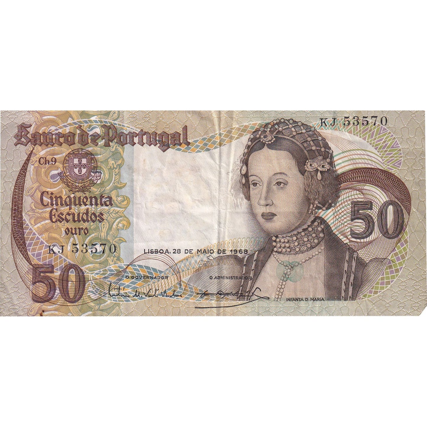 Portekiz, 
  
  50 Escudo, 
  
  1968