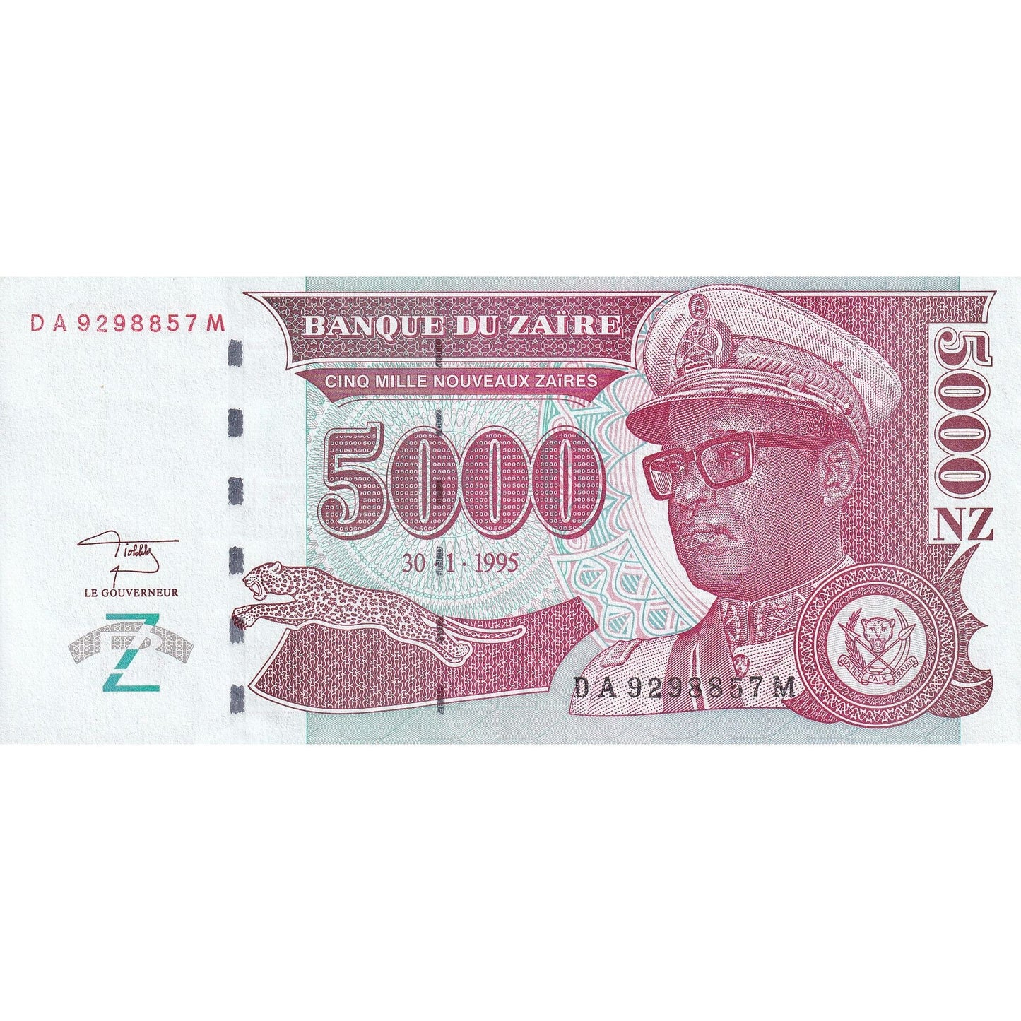 Zaire, 
  
  5000 Yeni Zaïres, 
  
  1995