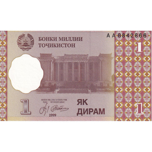 Tacikistan, 
  
  1 Diram, 
  
  1999