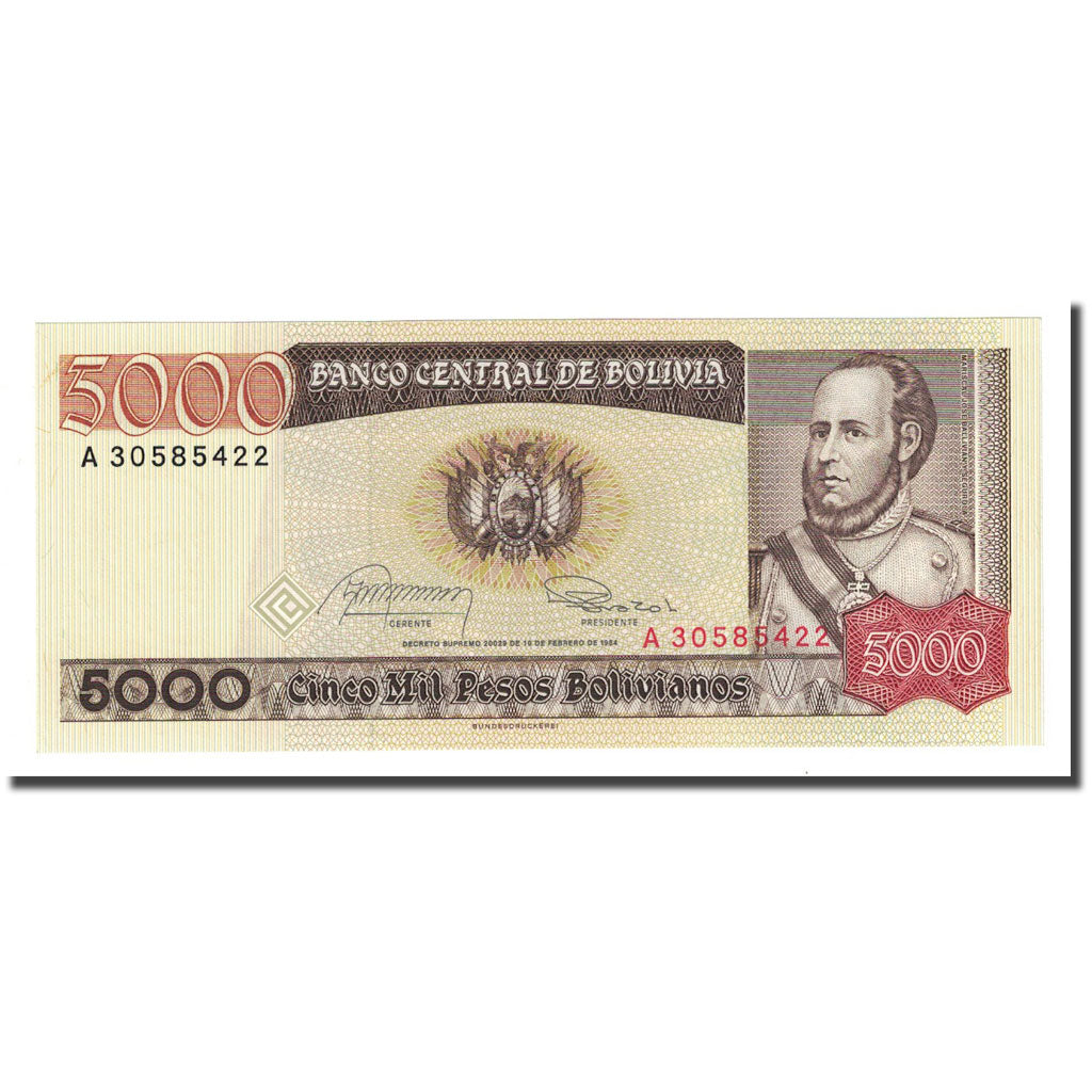 Banknot, 
  
  Bolivya, 
  
  5000 Peso Bolivyano