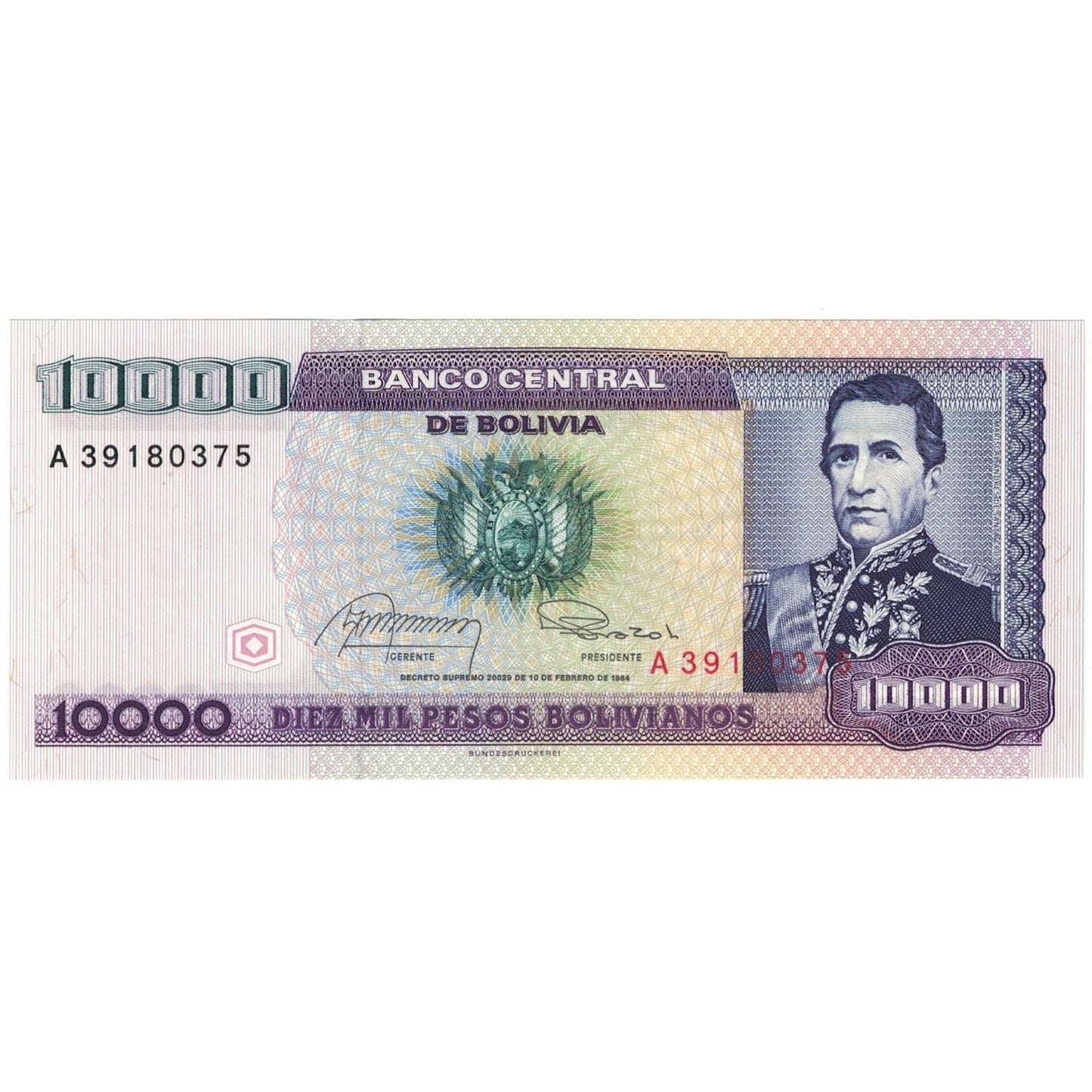 Banknot, 
  
  Bolivya, 
  
  10