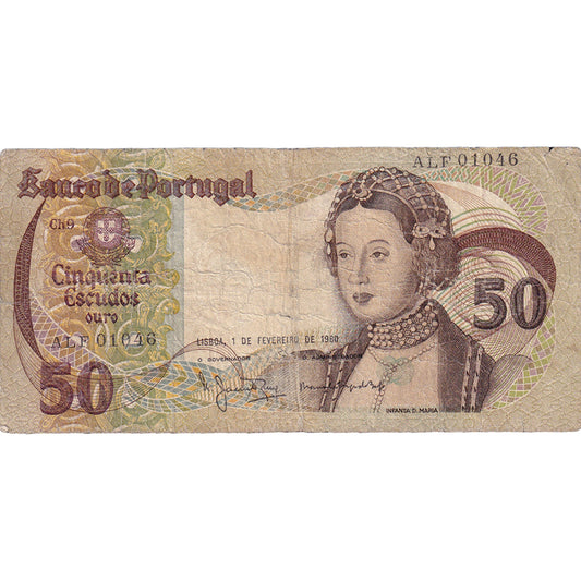 Banknot, 
  
  Portekiz, 
  
  50 Escudo