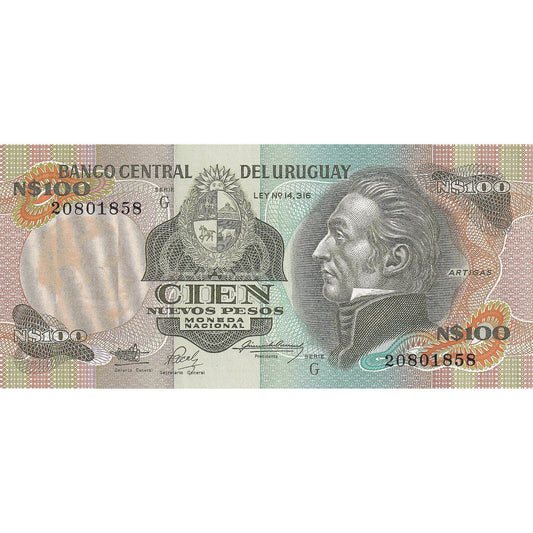 Uruguay, 
  
  100 Nuevos Peso, 
  
  KM:60a