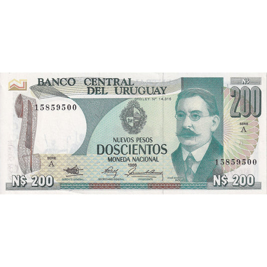 Uruguay, 
  
  200 Nuevos Peso, 
  
  1986