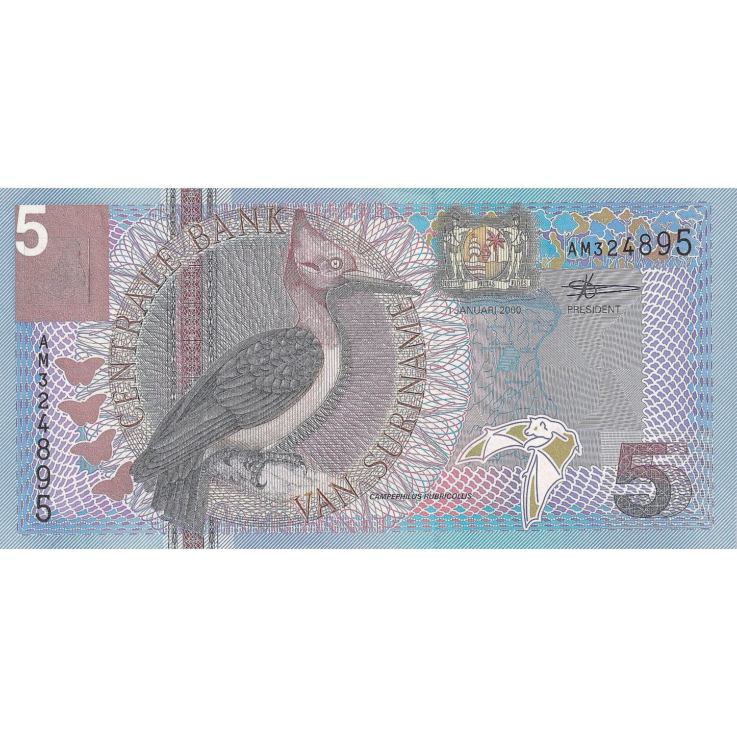 Surinam, 
  
  5 Gülden, 
  
  2000