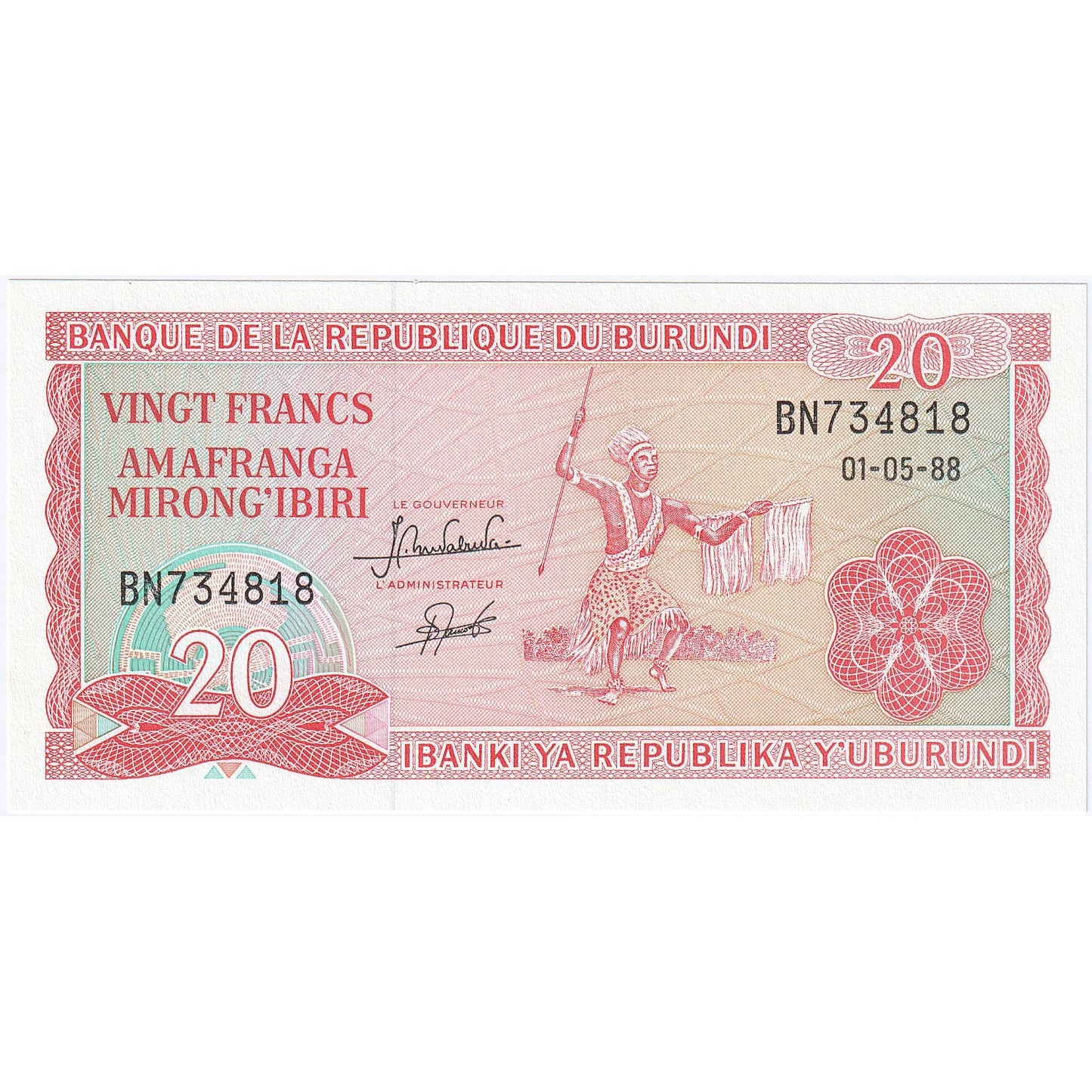 Burundi, 
  
  20 Frank, 
  
  1988