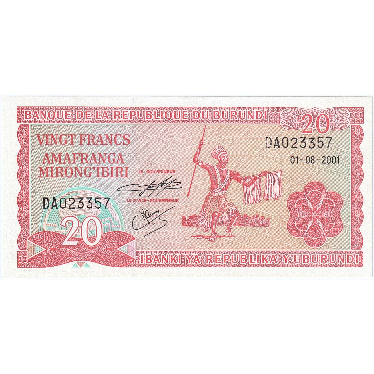 Burundi, 
  
  20 Frank, 
  
  2001