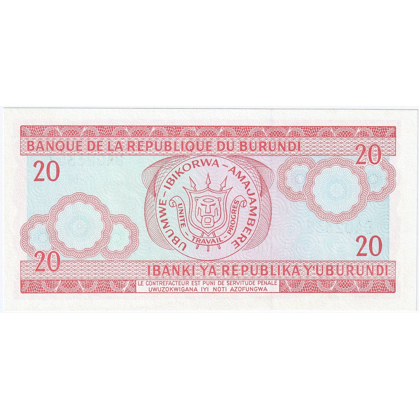 Burundi, 
  
  20 Frank, 
  
  2001